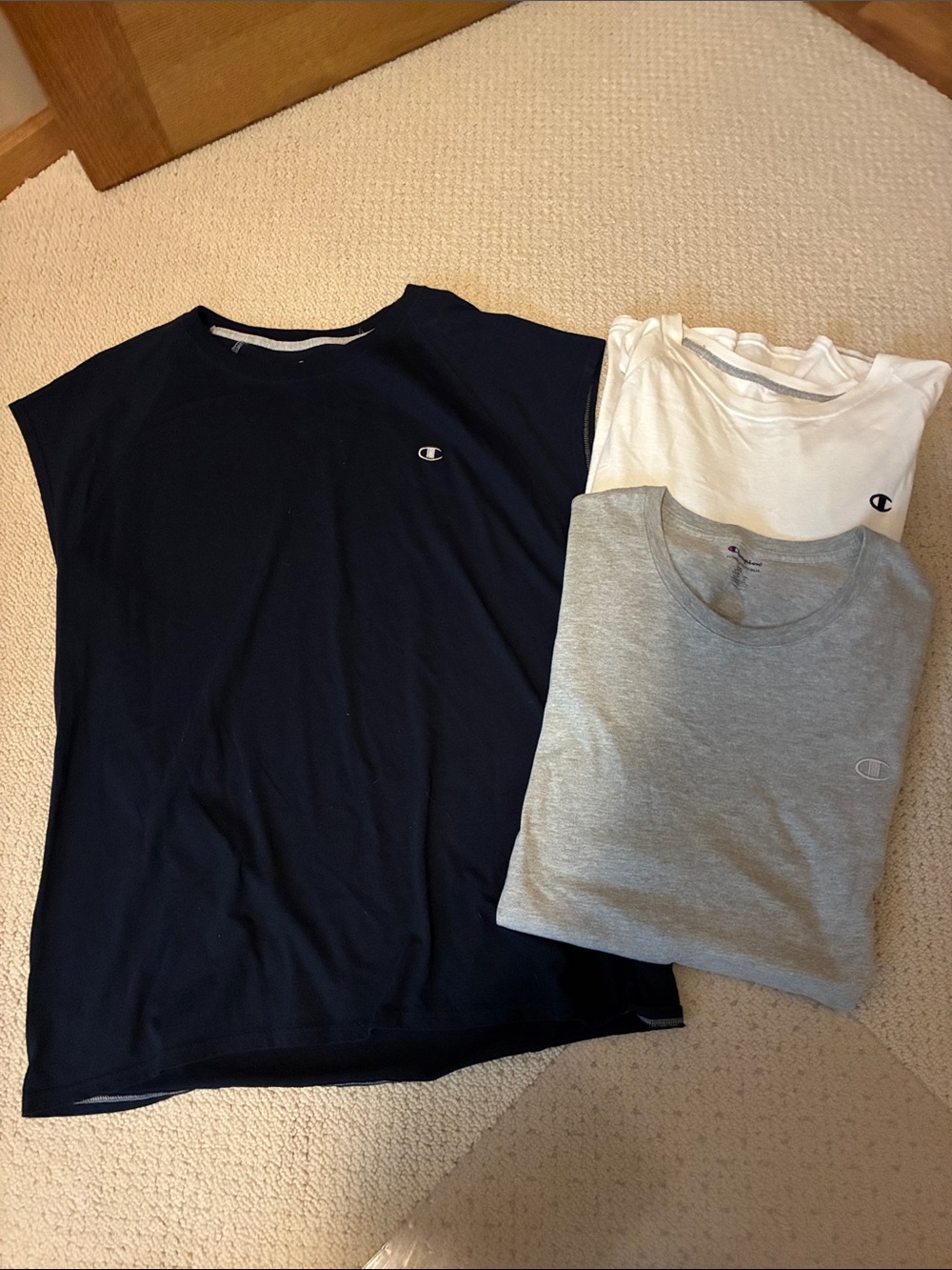 Champion Crewneck Tee Trio - Navy, White, Gray